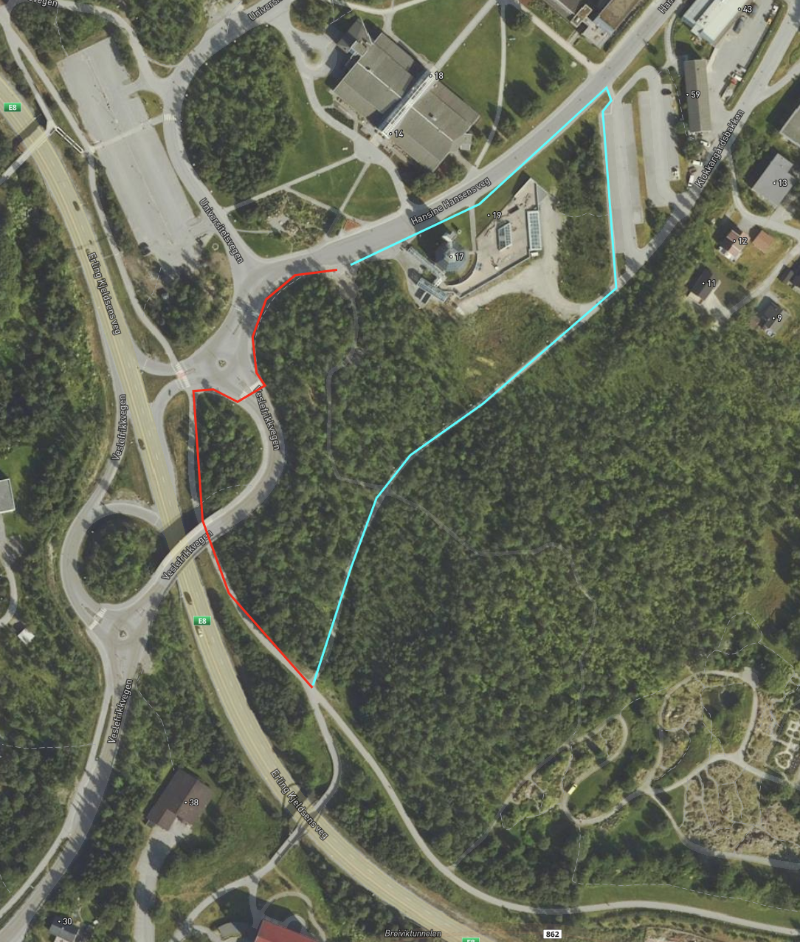 Alternative ruter geologivandringa Bildet viser alternative traseer for gående og syklende. De alternative traseene er lagt oppå et